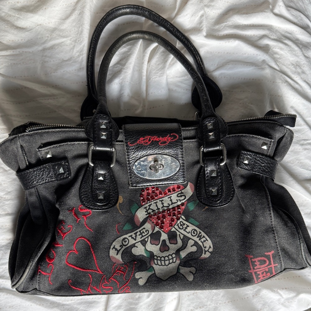 Ed Hardy Love Kills Slowly Shoulder Bag